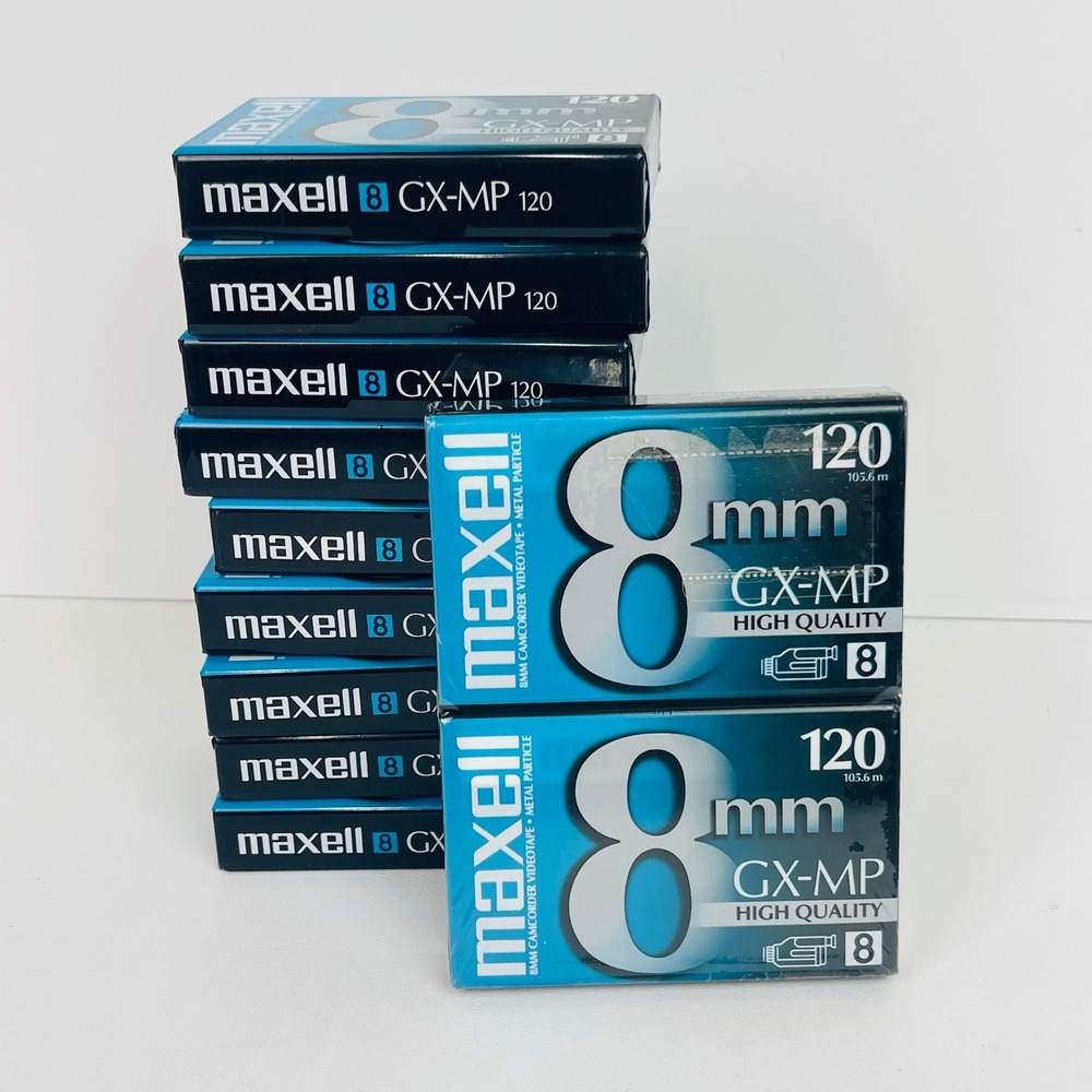Maxell 8mm Camcorder Videotape GX-MP 120 High Quality Lot of 11 New Sealed Blue